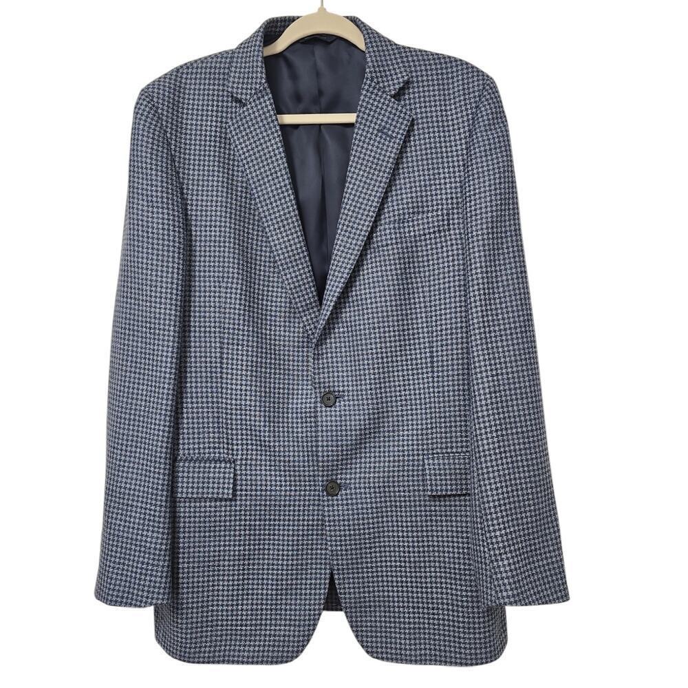 Brooks Brothers Men's Wool Regent Houndstooth Checked Blue Sports Coat Size 42L